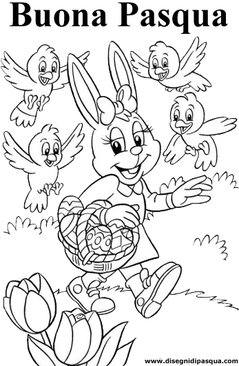 Disegno Coniglietta di Pasqua da colorare