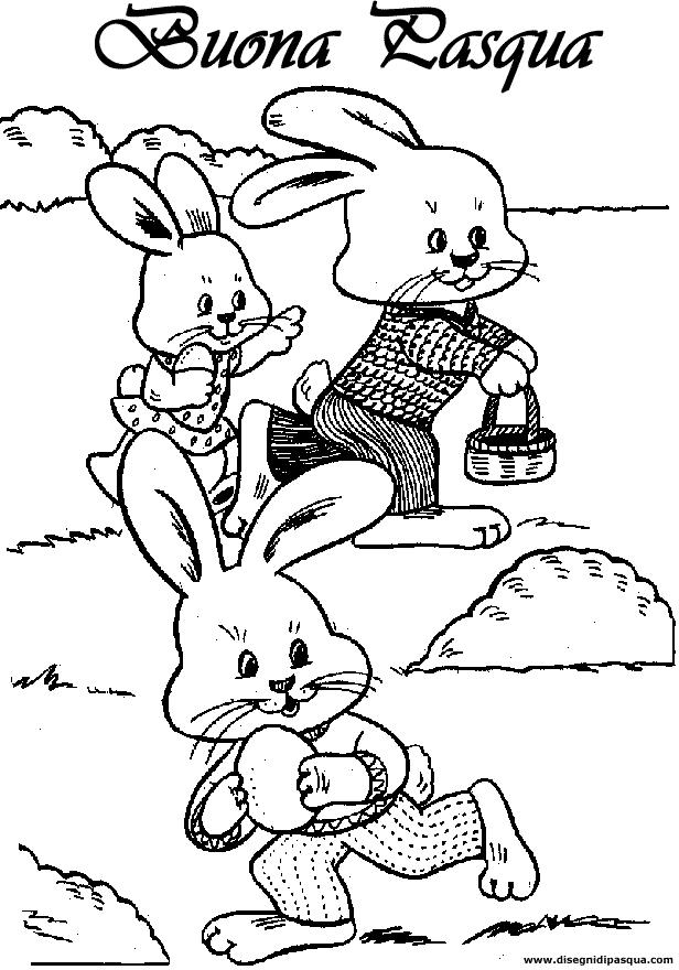 Disegno Conigli Pasqua