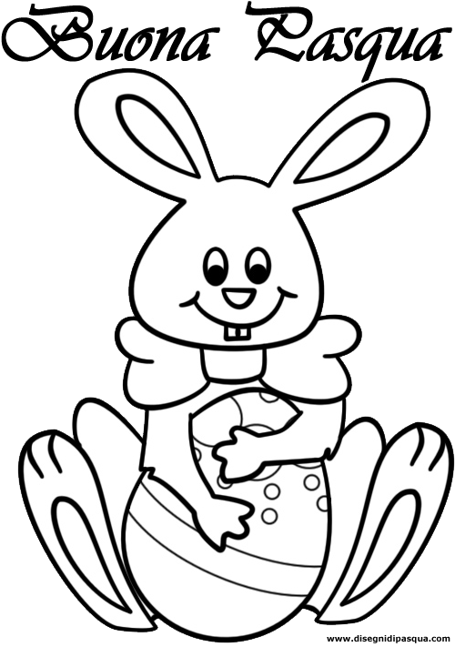 Disegno Coniglio Pasquale con uovo
